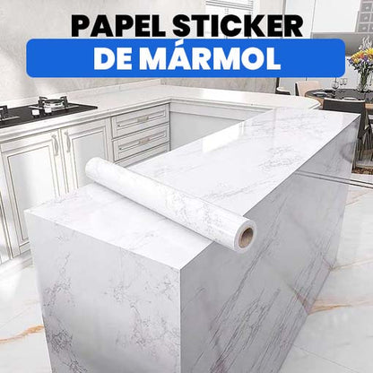 ADHESIVO TIPO MARMOL BLANCO 60CM x 2.5 MTS .